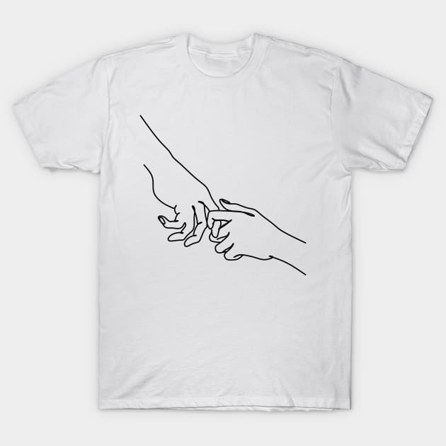 One Line hands drawing T-Shirt by OneLinePrint